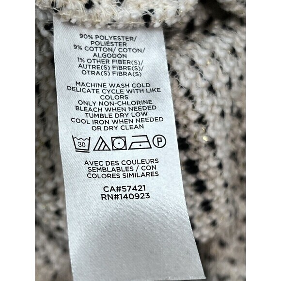 Loft Chunky Knit Oversized Cowl Neck Short White Black Gold Thread Sweater Small - Picture 6 of 8